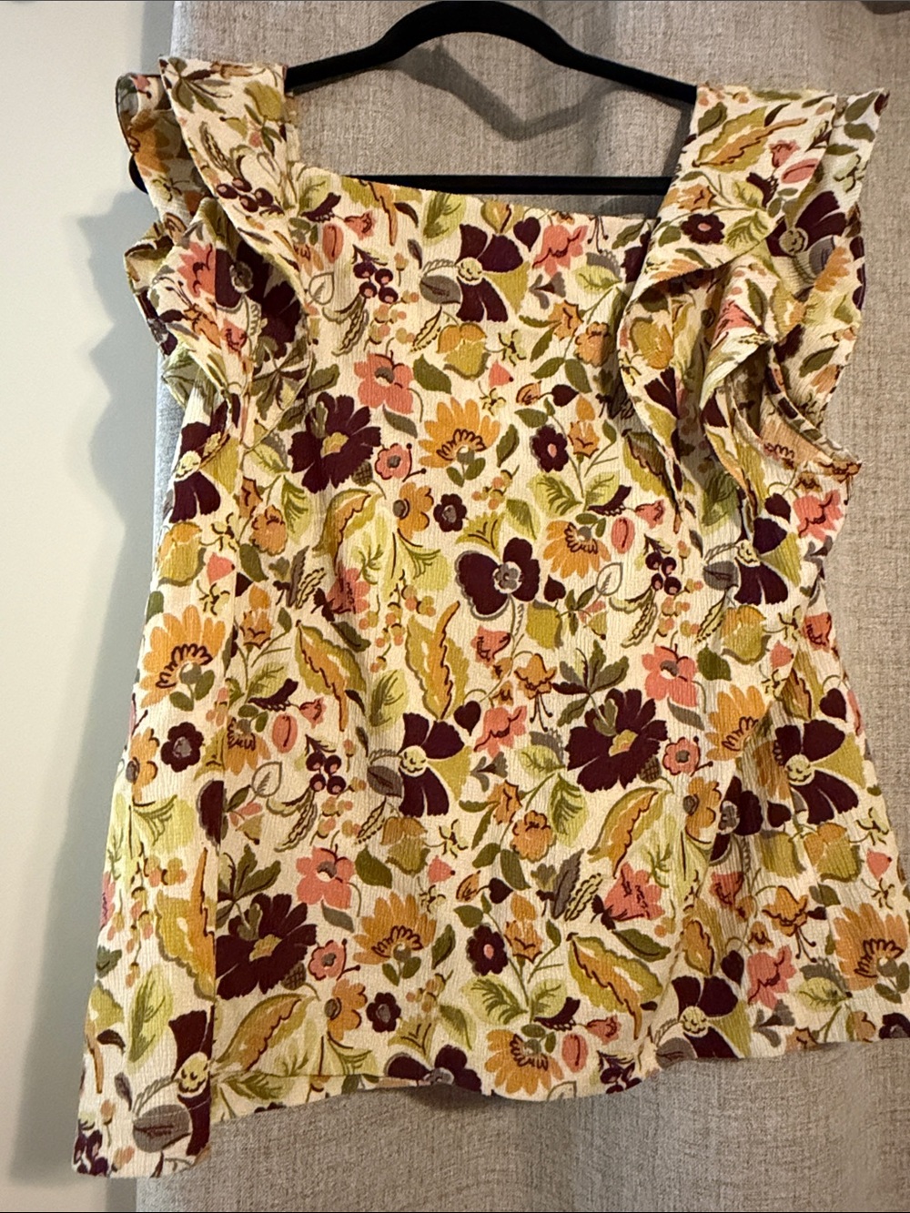 Ann Taylor Floral Ruffle Sleeve Women’s Top - XL - Picture 3 of 3